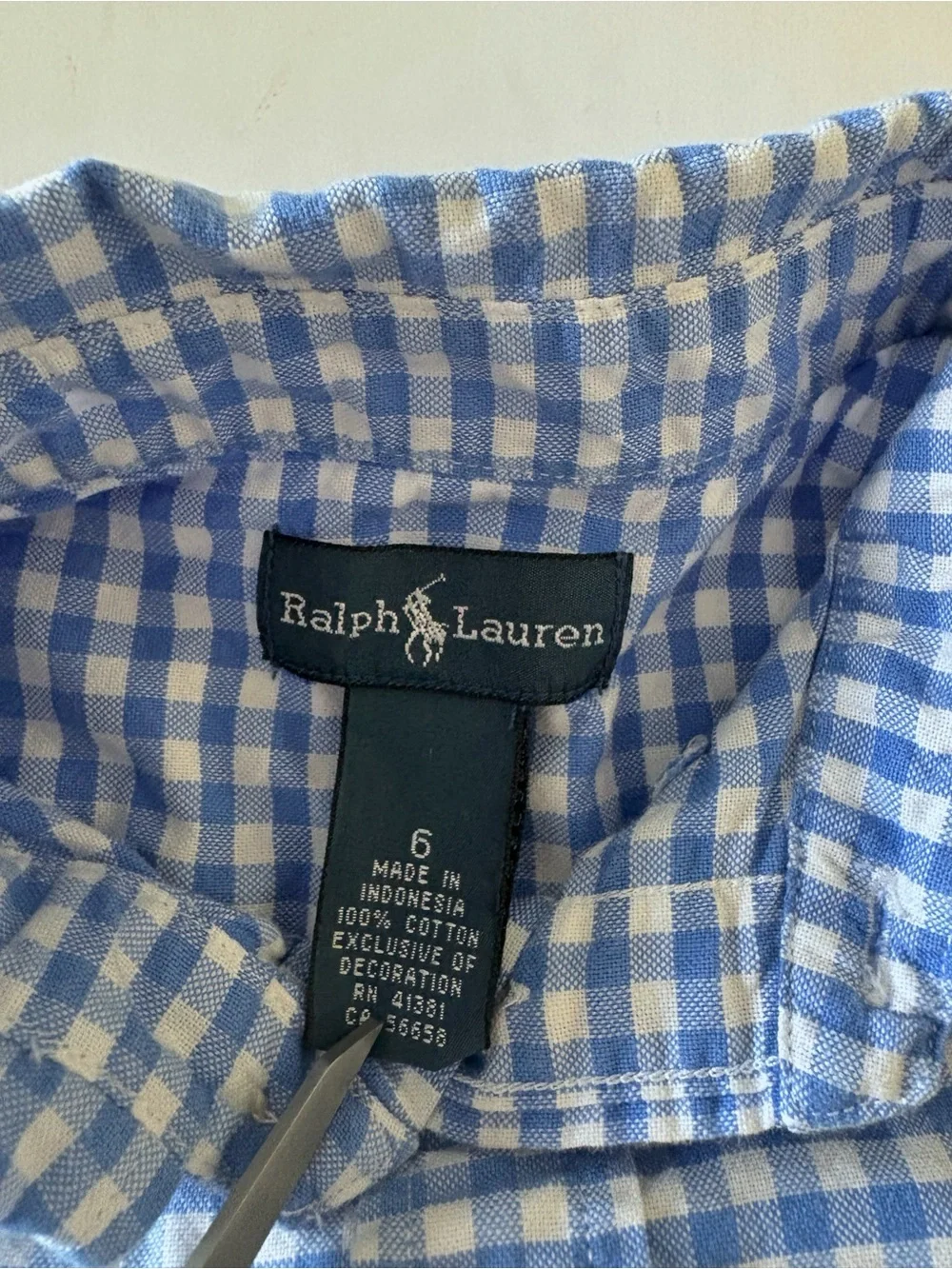 Ralph Lauren Boys Blue Gingham Button Down Shirt Sz 6 Preppy Old Money Classic